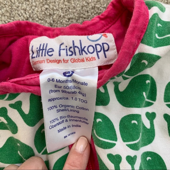 Green whale Little Fishkopp sleep sack - Picture 4 of 7